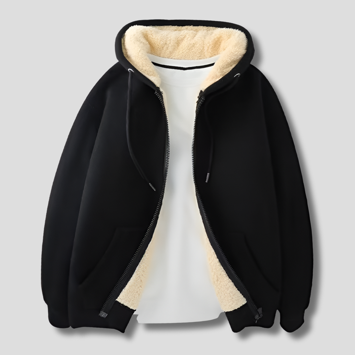 Cozy men's hooded winter jacket, ideal for casual wear and cold weather essentials.