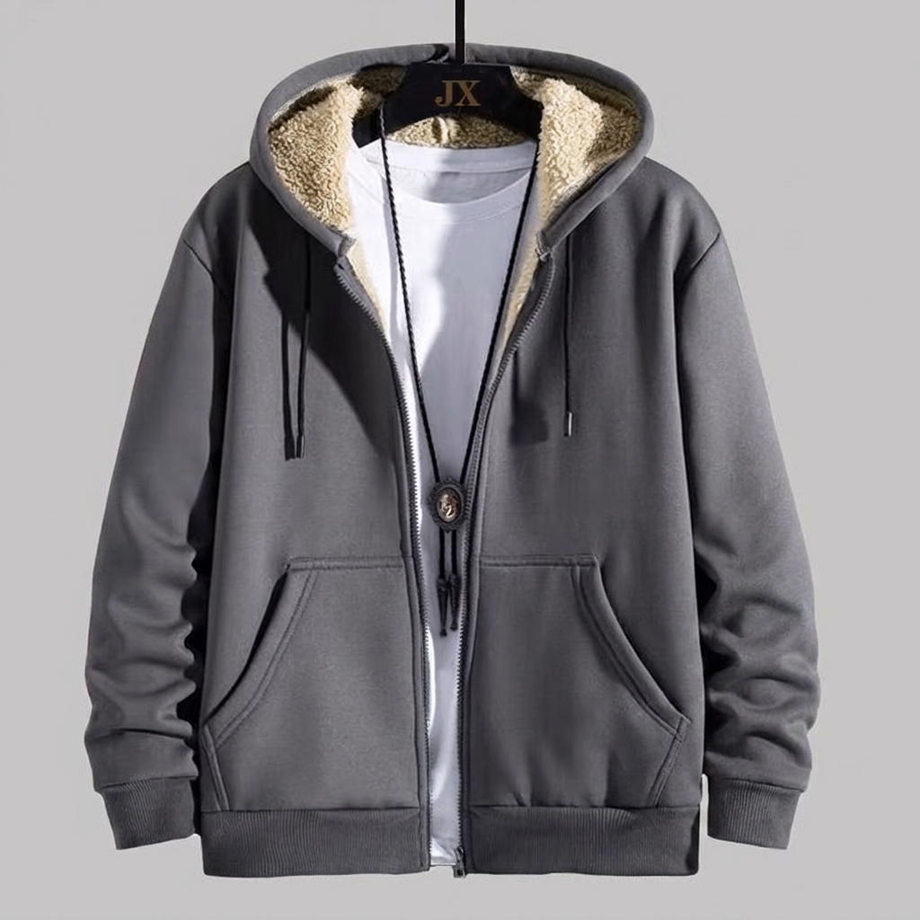 Men's heavy duty warm winter jacket, full zip hoodie for ultimate comfort in freezing temps.
