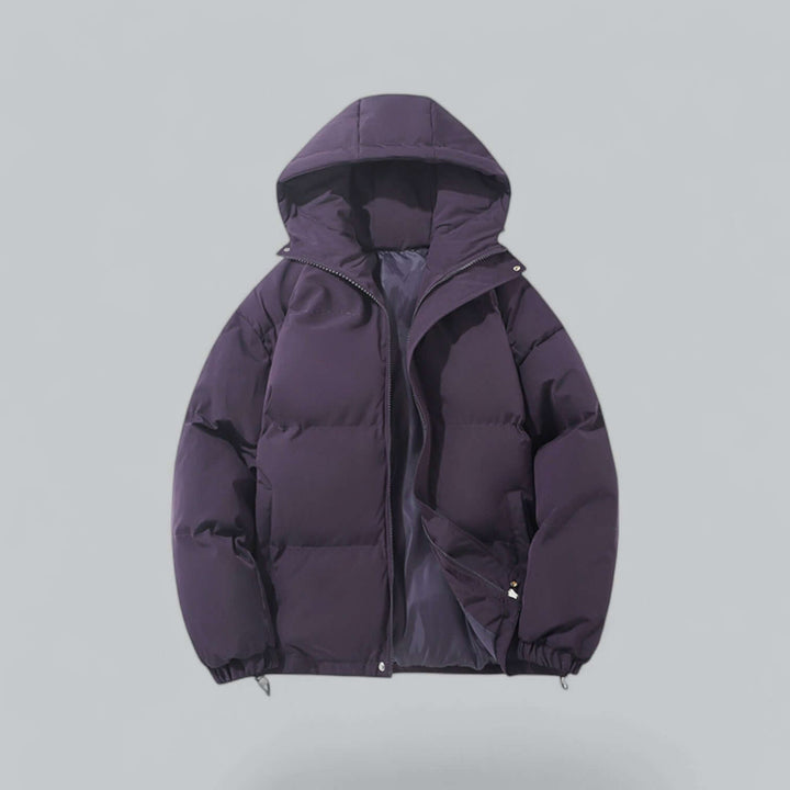Heavy-duty men's winter parka jacket, providing ultimate warmth in extreme cold. Comfortable adjustable hood.