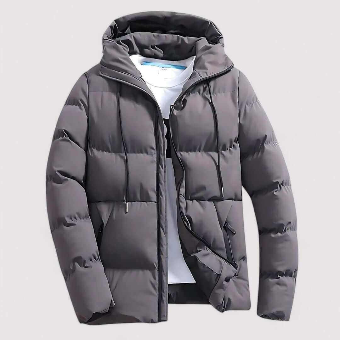 Men's heavy-duty winter parka jacket, designed for ultimate warmth & comfort in harsh cold weather conditions.
