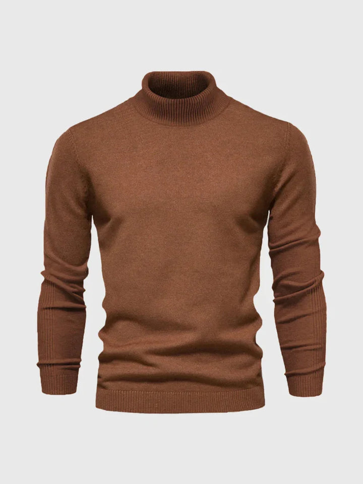 Smart men's turtleneck for formal or business casual style. Versatile, washable pullover.