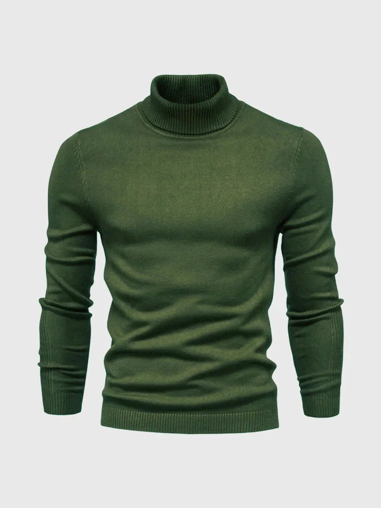 Comfortable, washable, versatile men's turtleneck sweater. Essential winter wear for men.