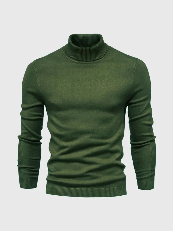 Comfortable, washable, versatile men's turtleneck sweater. Essential winter wear for men.