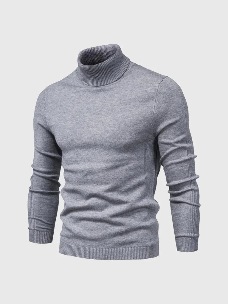 Modern classic men's turtleneck sweater. Easy care, long sleeve apparel for men.
