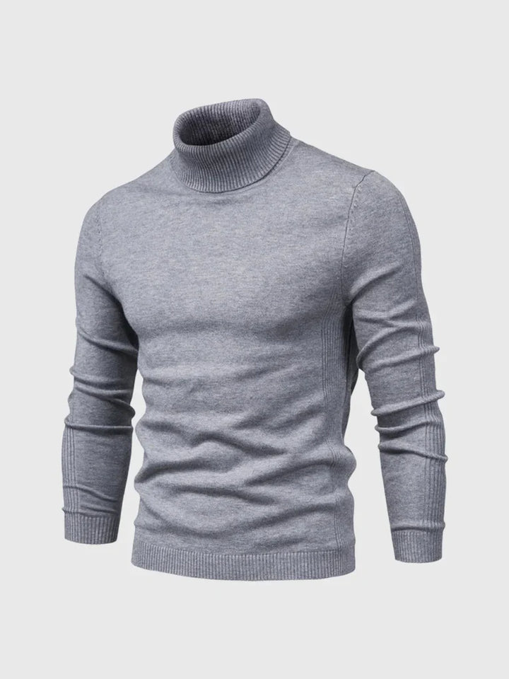 Modern classic men's turtleneck sweater. Easy care, long sleeve apparel for men.