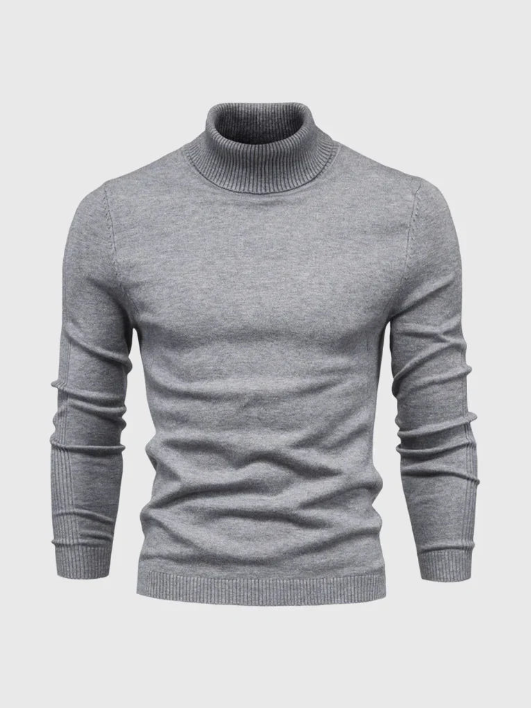 Men's comfortable turtleneck sweater for work or leisure. Washable long sleeve top.