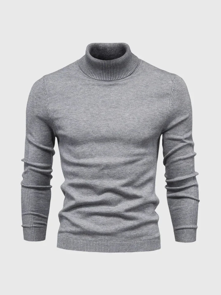 Men's comfortable turtleneck sweater for work or leisure. Washable long sleeve top.