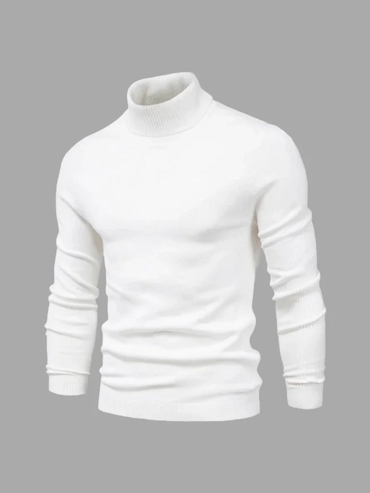 Comfortable men's turtleneck sweater, perfect for fall and winter wear. Easy care pullover.