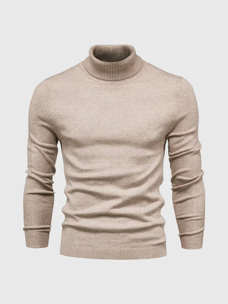Classic men's fashion turtleneck sweater. Versatile for any occasion, easy care.