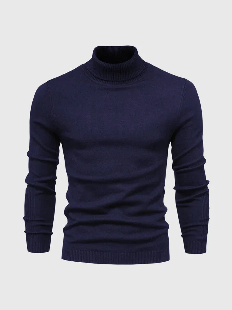 Men's turtleneck pullover sweater, comfortable and easy care for fall & winter.