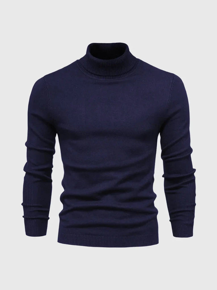 Men's turtleneck pullover sweater, comfortable and easy care for fall & winter.