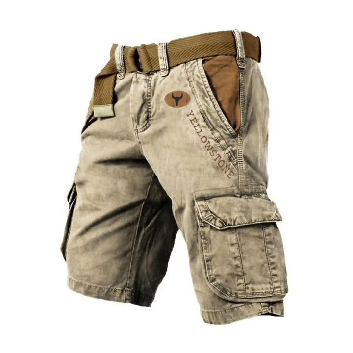 Comfortable men's utility cargo shorts with a washed look, ideal for summer outdoor wear.