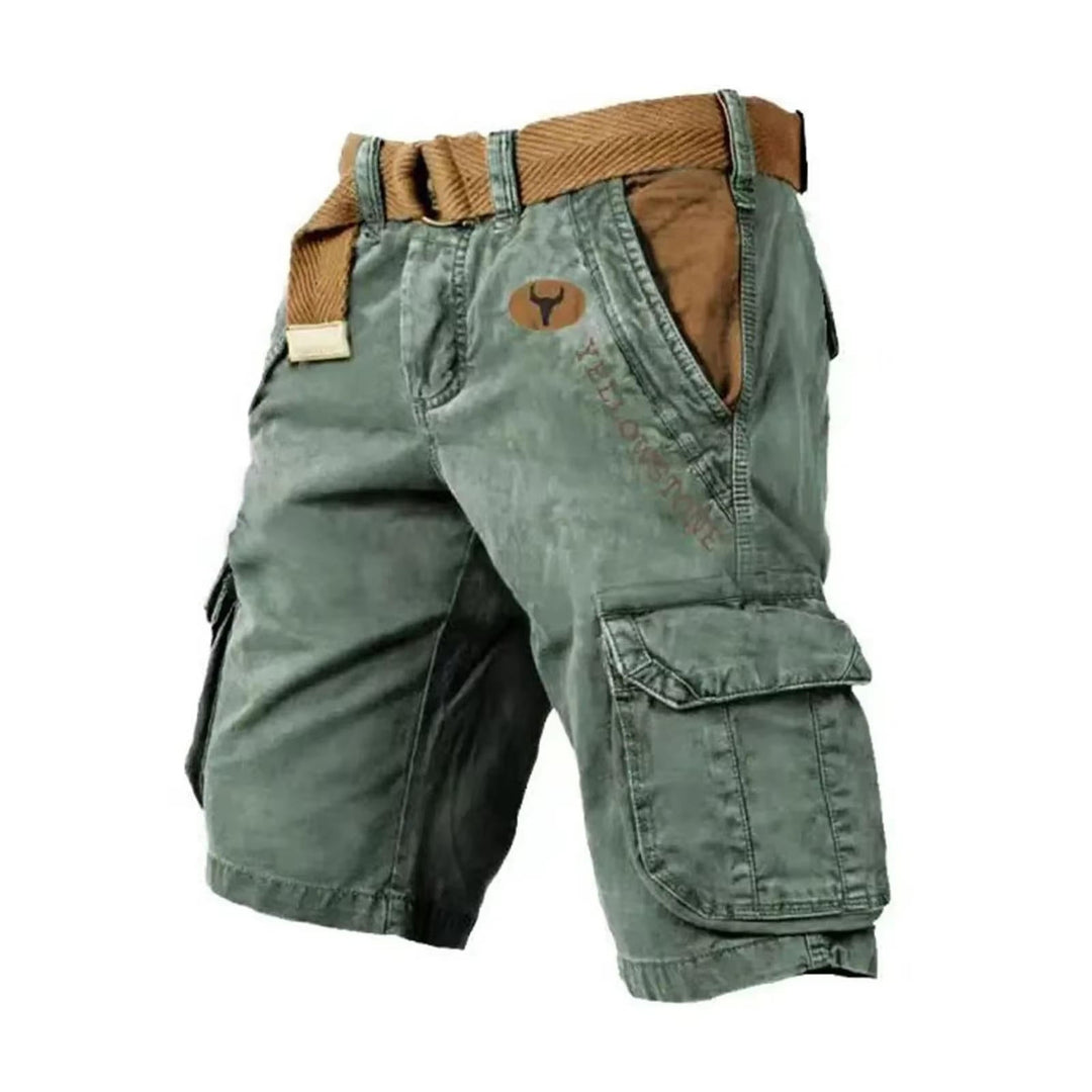 Durable men's knee-length cargo shorts, relaxed fit for everyday outdoor summer style.
