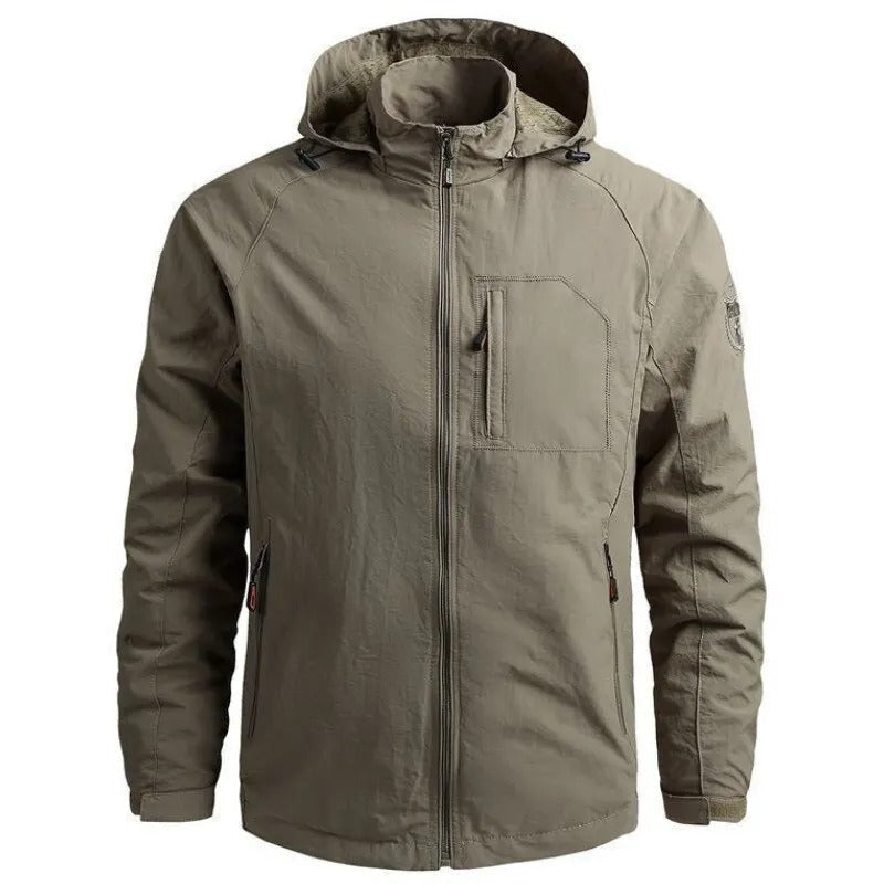 Stylish men's summer cargo jacket with waterproof, breathable fabric & multiple utility pockets for versatile wear.