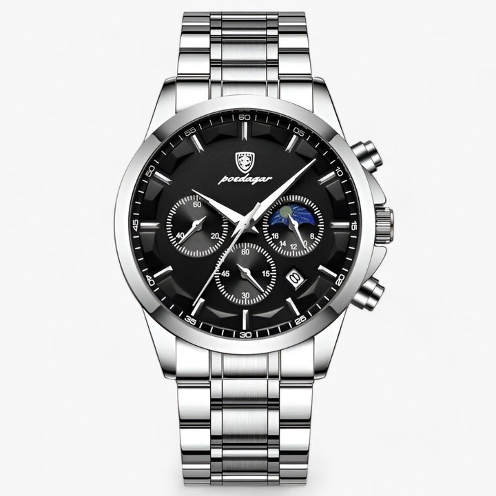 Men's durable waterproof watch with luminous dial & comfortable leather strap for daily wear.