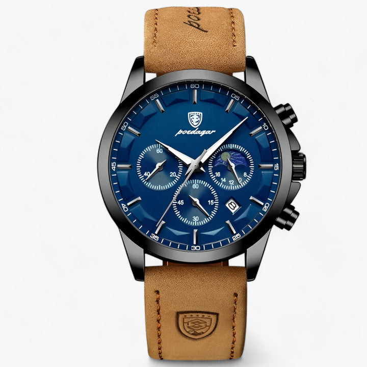 Casual men's chronograph watch. Luminous hands, waterproof design for active lifestyles.