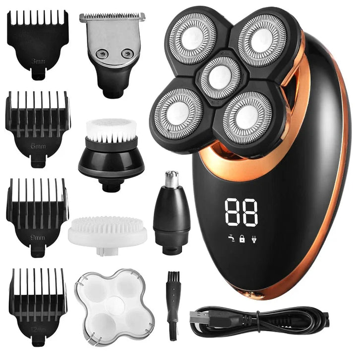 Men's Waterproof Cordless Multi-Functional Grooming Trimmer for beard, hair, and body. Rechargeable electric razor.