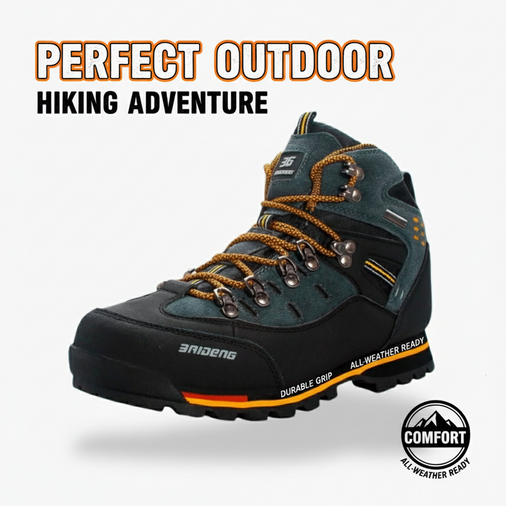Durable men's waterproof hiking boots for outdoor adventure, featuring all-terrain non-slip grip.