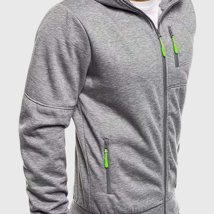 Everyday men's loose fit waterproof coat, hooded for casual comfort & style.