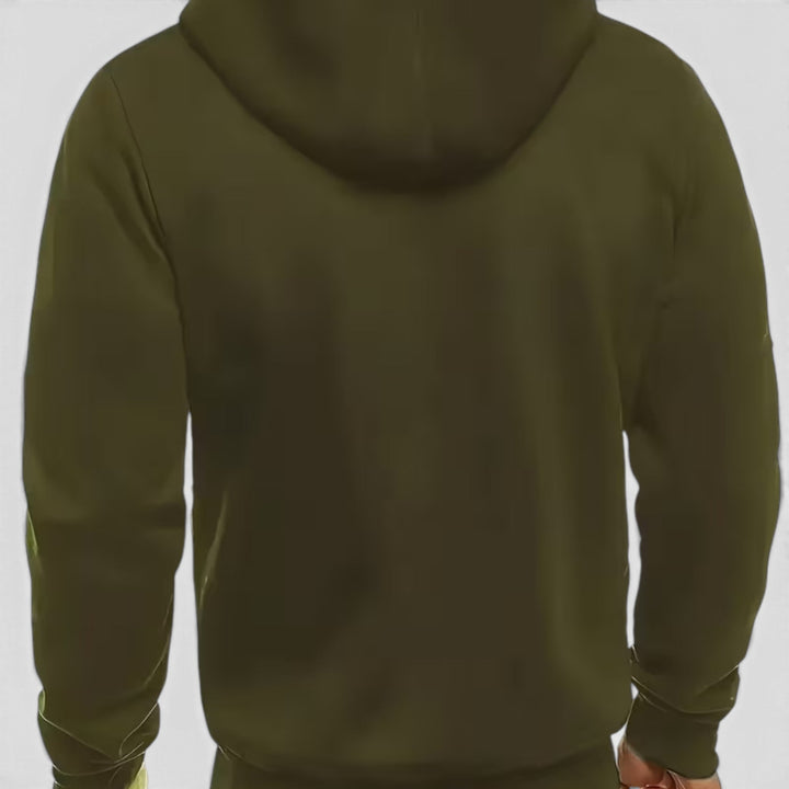 Breathable men's waterproof hooded coat, loose fit, perfect for casual comfort.