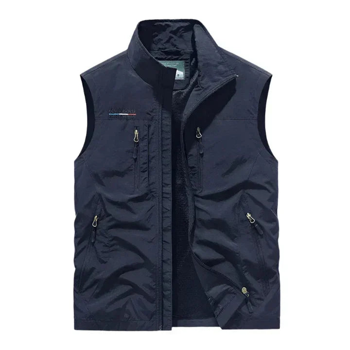 Durable men's outdoor bodywarmer, fully waterproof and insulated. Excellent protection for cold & wet hiking.