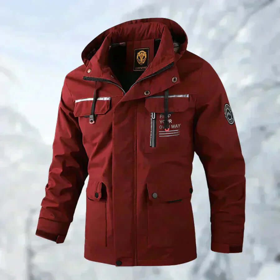Modern men's puffer jacket, waterproof & insulated, a stylish choice for cold weather.