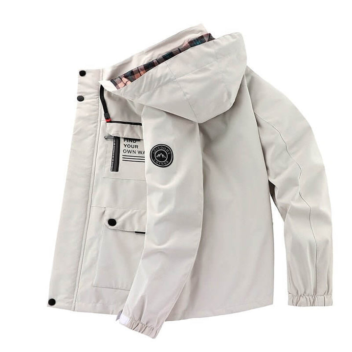 Warm men's puffer jacket, waterproof & insulated, an essential piece of winter outerwear.