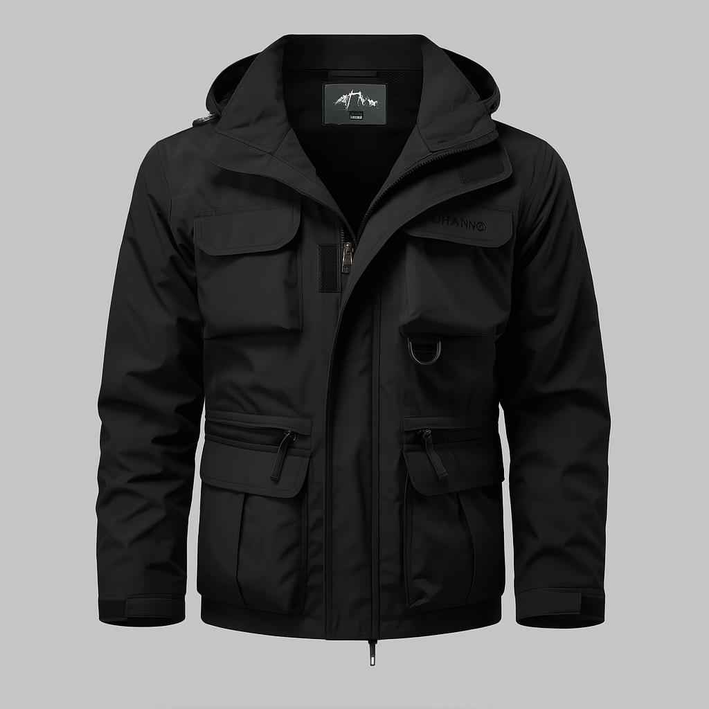 Men's waterproof military-style jacket for all-weather protection. Durable tactical outdoor coat for men.