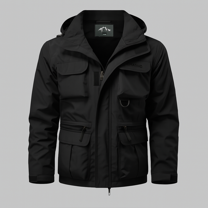 Men's waterproof military-style jacket for all-weather protection. Durable tactical outdoor coat for men.