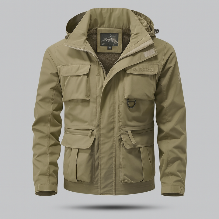 Durable men's waterproof military jacket. All-weather utility coat for outdoor adventures & everyday wear.