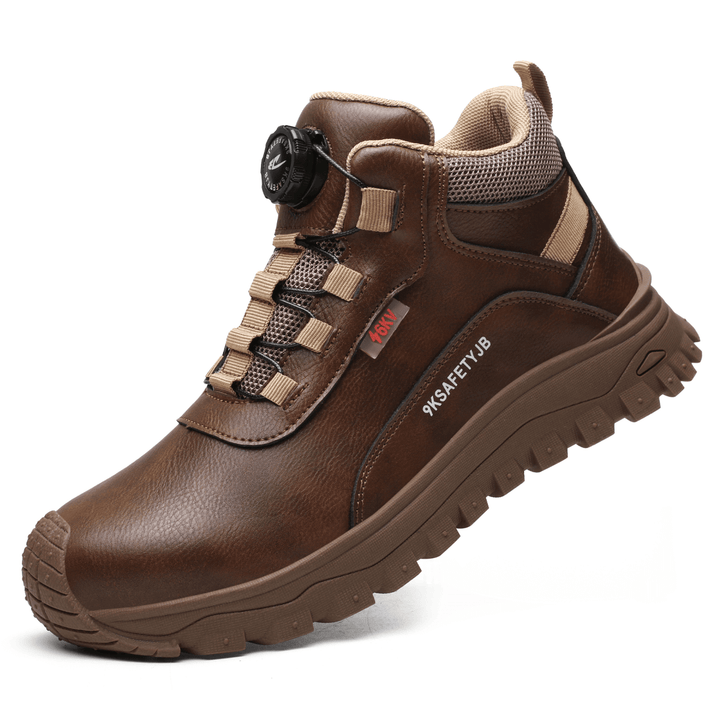 Men's waterproof non-slip work shoes in black, offering all-day comfort and safety for demanding jobs.