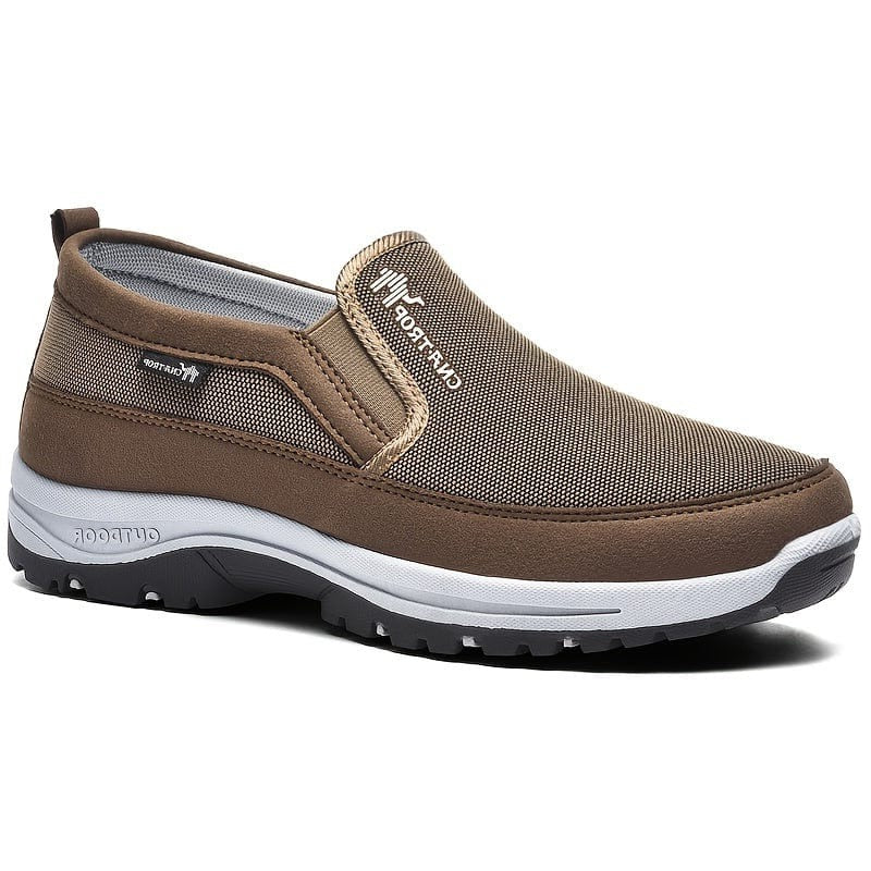Pair of men's waterproof orthopedic slip-on sneakers, designed for comfort, casual style, and everyday wear.