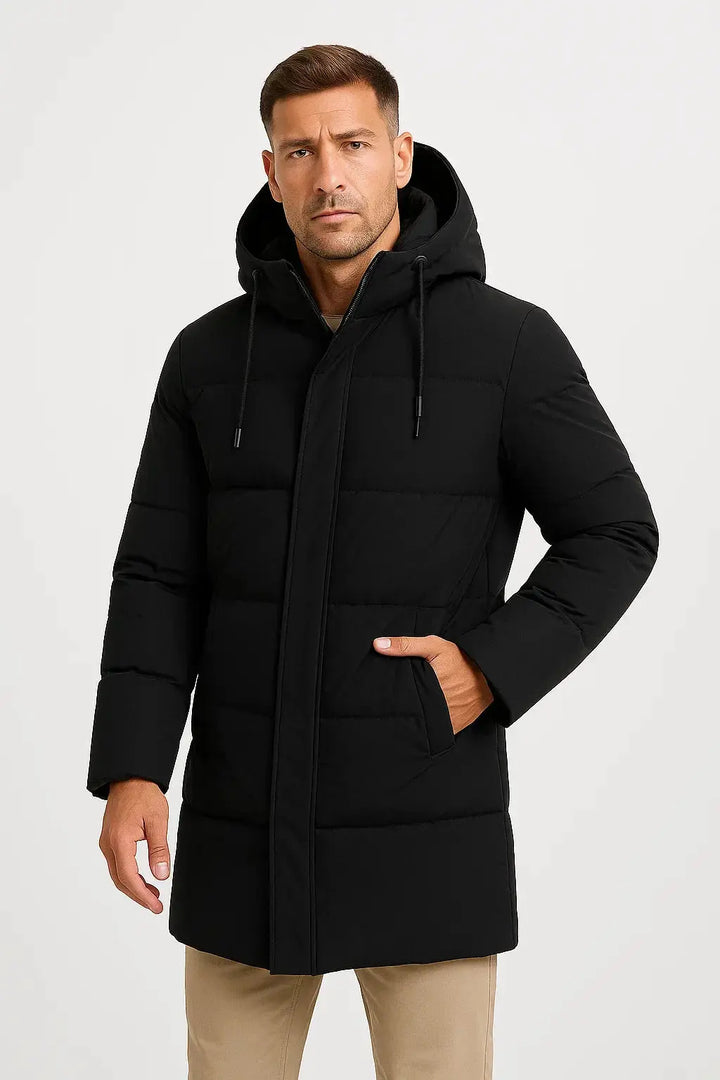 Men's waterproof puffer jacket for ultimate winter warmth. Ideal for cold weather & outdoor adventures.