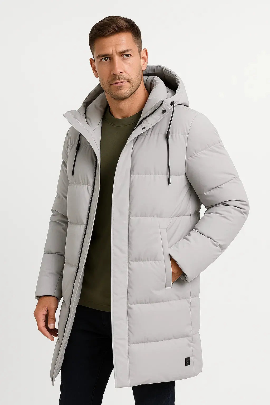 Premium men's waterproof puffer jacket. Comfortable & ultimate winter warmth, essential cold weather gear.