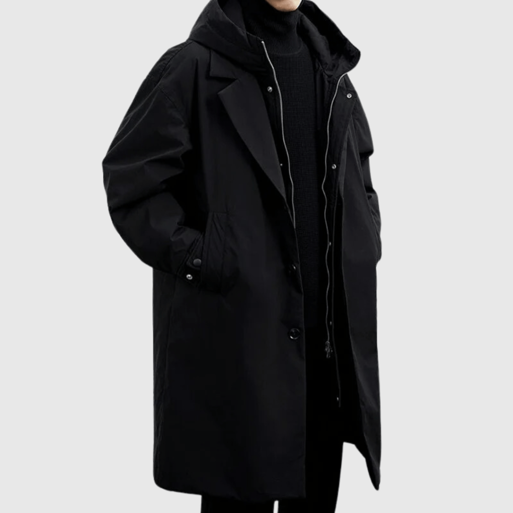Adjustable men's waterproof jacket, perfect for daily commute & outdoor adventures. All-weather, lightweight protection.