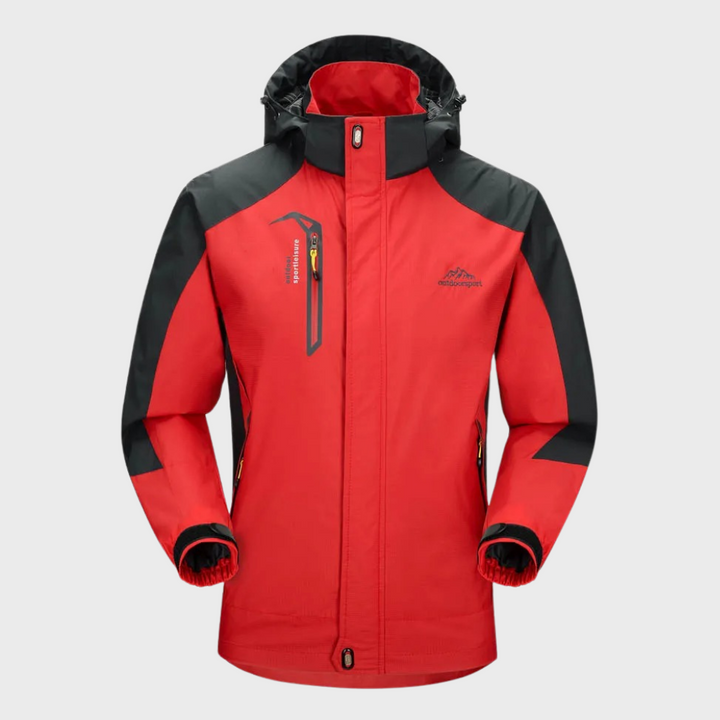 Men's all-season waterproof wind jacket, ideal for rainy, windy, & changeable outdoor conditions.
