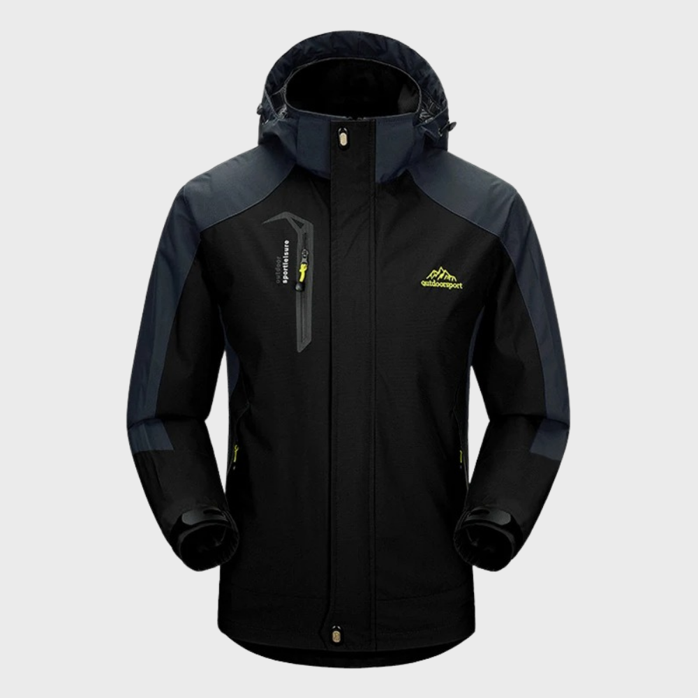 Durable men's outdoor waterproof windbreaker, versatile activewear for any adventure, all-season.