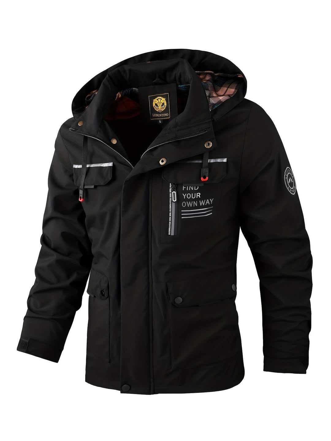 Men's weatherproof adventure jacket for hiking & outdoor activities. Windproof & waterproof winter outerwear.