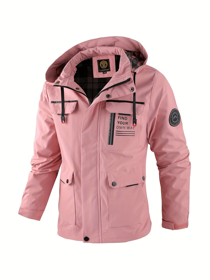 Men's activewear weatherproof jacket for hiking trails. Windproof & waterproof outerwear built for outdoor adventures.