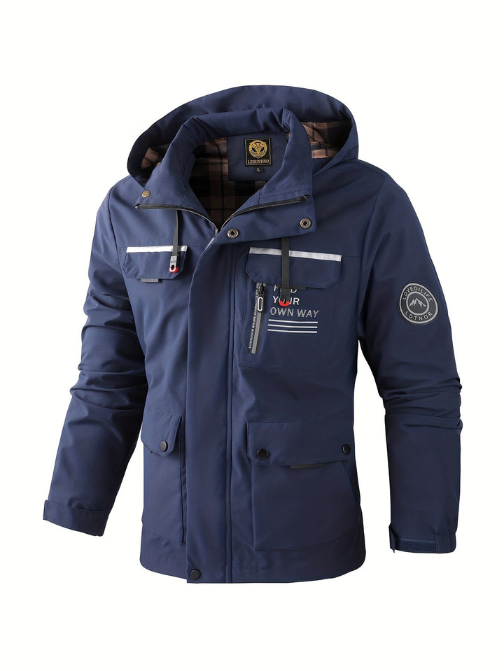 Versatile men's weatherproof jacket. Casual & activewear outerwear, waterproof & windproof for winter hiking.
