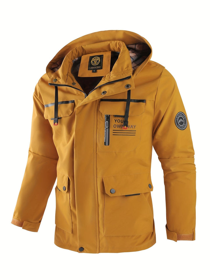 Men's weatherproof outdoor jacket. Windproof, waterproof outerwear for hiking, winter & casual wear.