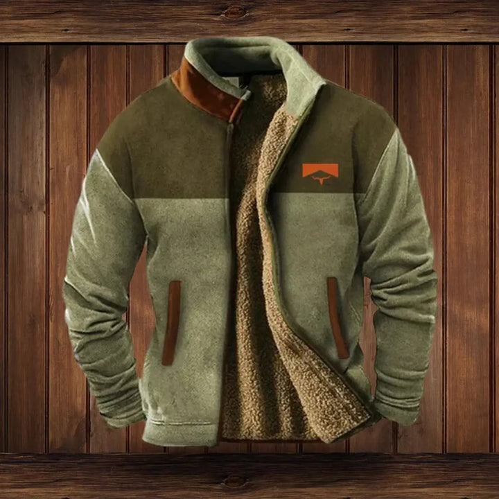 Casual men's zip-up cardigan with a striking Western Aztec print, great for fall fashion.