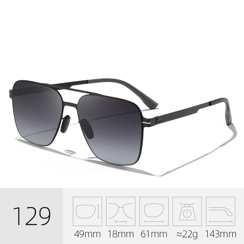 Modern men's wide frame polarized sunglasses, anti-glare eyewear, perfect for outdoor activities & driving.