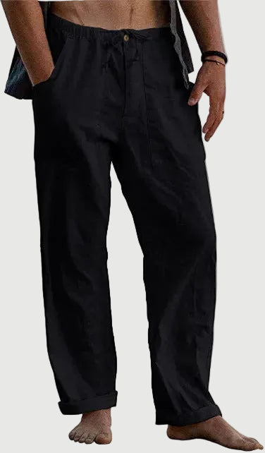 Lightweight, breathable men's wide leg summer pants, ideal for warm weather casual and elegant styles.
