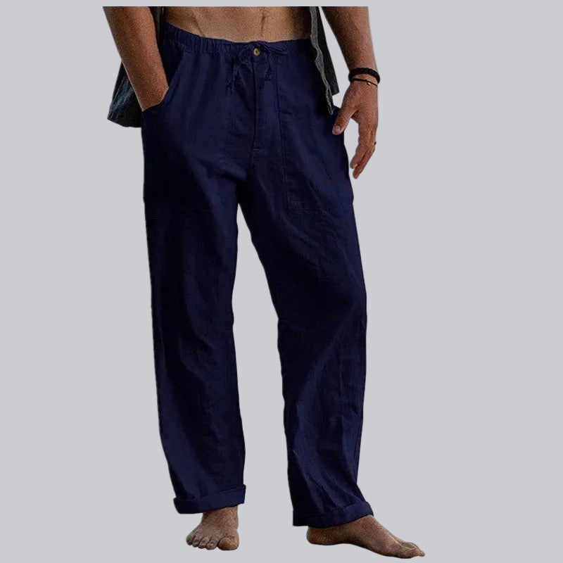 Versatile men's wide leg summer pants, designed for both casual comfort and elegant relaxed fit styles.
