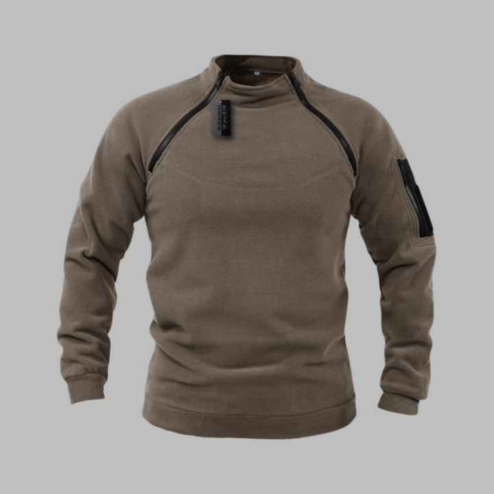 Versatile men's windproof fleece sweater, warm layering for outdoor autumn & winter adventures.