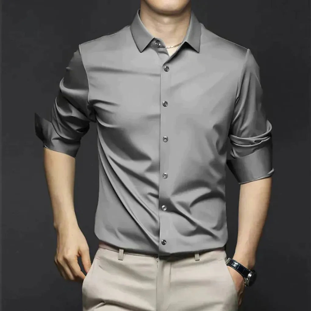 Professional men's dress shirt. Wrinkle-free, smart wear, long sleeve button-up for formal & office environments.