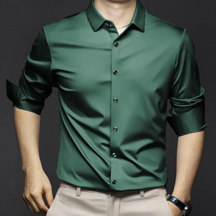 Modern men's fashion dress shirt. Wrinkle-free, long sleeve, perfect for business casual & professional smart wear.