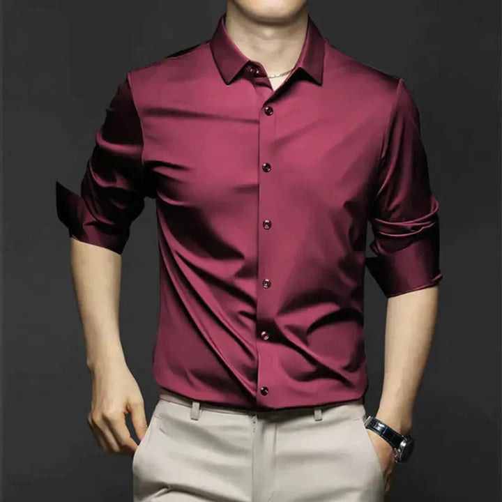 Smart men's professional dress shirt. Wrinkle-free, easy care, long sleeve button-up for sharp business style.