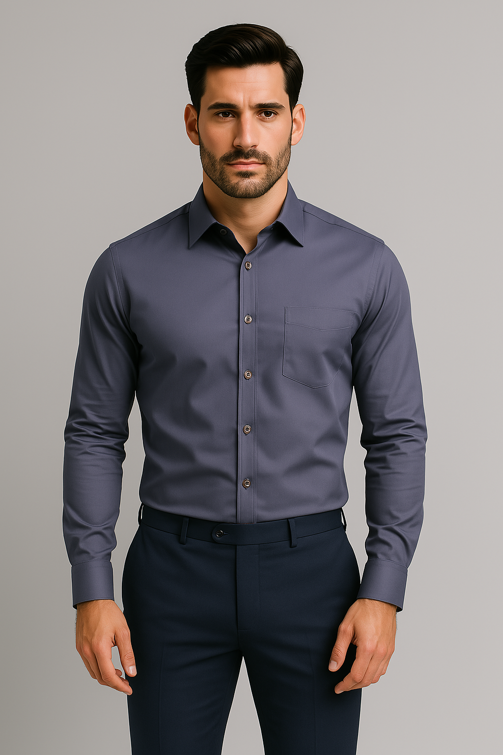 Professional men's dress shirt, anti-wrinkle & no-iron for a sharp look. Ideal for formal events or daily office wear.